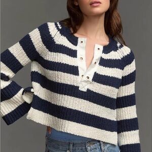 Anthropologie. NWT.     Navy and White Striped Women's Sweater
